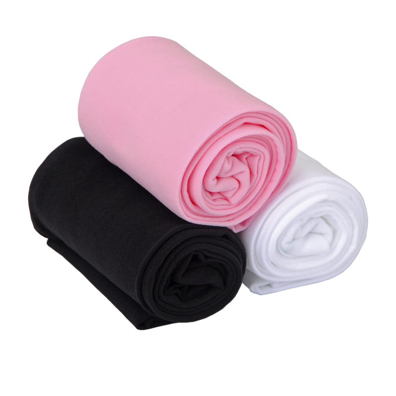 EVERSWE 3 Pairs Pack Girls Microfiber Tights Multiple Colors (White/Black/Pink, 8-10) - Image 2